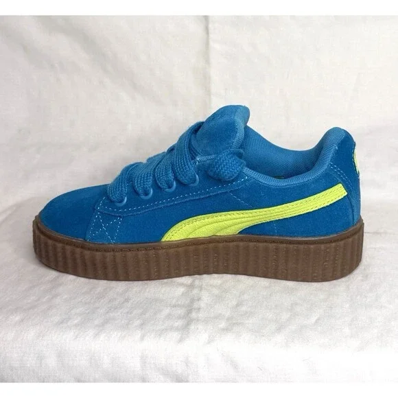 PUMA Fenty x Creeper Phatty Kids Sneakers Sz 1.5Y Blue Suede Casual Unisex Shoes - Picture 7 of 9